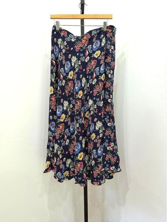 Herman Geist Dresses & Skirts - Herman Geist Navy Floral Midi Skirt Size 16 Vintage 90s